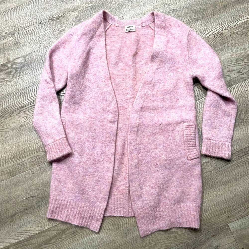 Acne Studios Raya Wool Mohair Oversize Long Cardigan Open Front Pockets Sz S - Picture 5 of 12